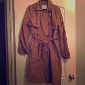 Cognac colored water resistant trench coat